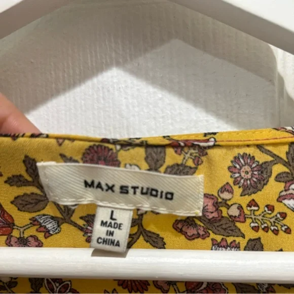 Max Studio Yellow Floral Blouse SIZE:L - Picture 5 of 8